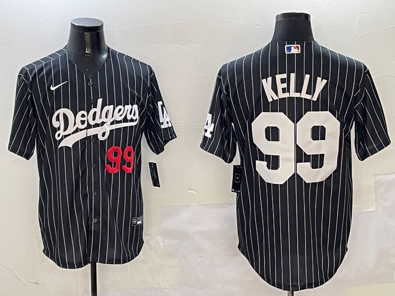 Men Los Angeles Dodgers #99 Kelly Black Stripe Jointly Name 2025 Nike MLB Jersey style 9